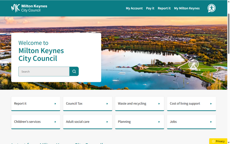 Website of Milton Keynes Council