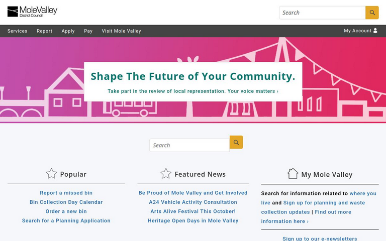 Website of Mole Valley District Council