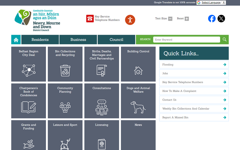 Website of Newry, Mourne and Down District Council