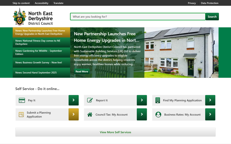 Website of North East Derbyshire District Council