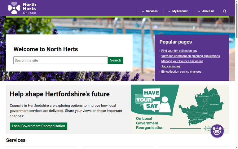 Website of North Hertfordshire District Council