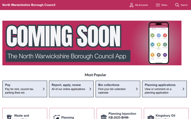 Website of North Warwickshire Borough Council