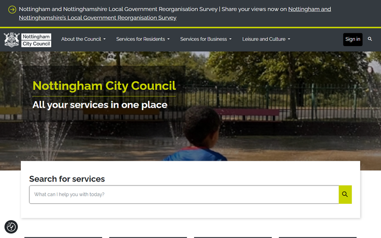 Website of Nottingham City Council
