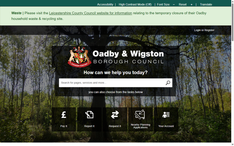 Website of Oadby & Wigston Borough Council