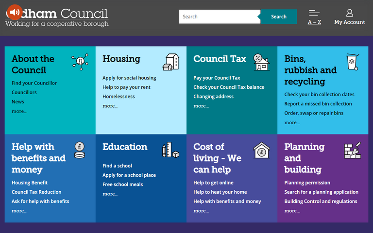 Website of Oldham Borough Council