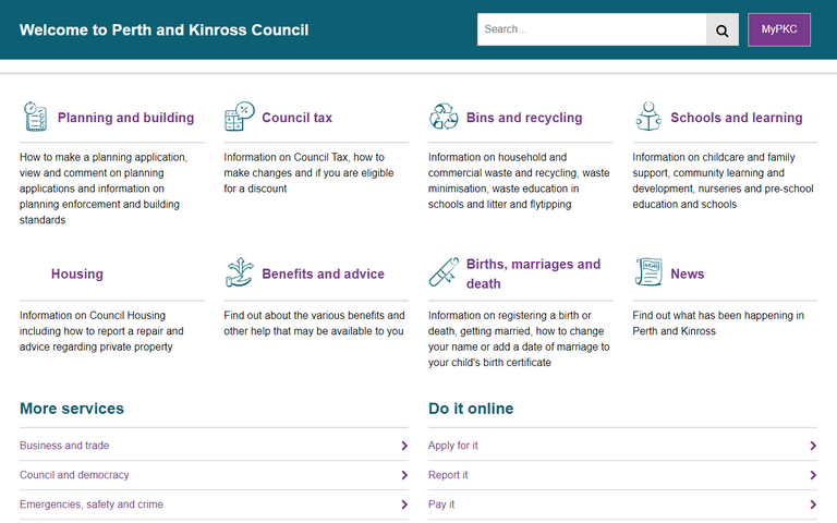 Website of Perth and Kinross Council