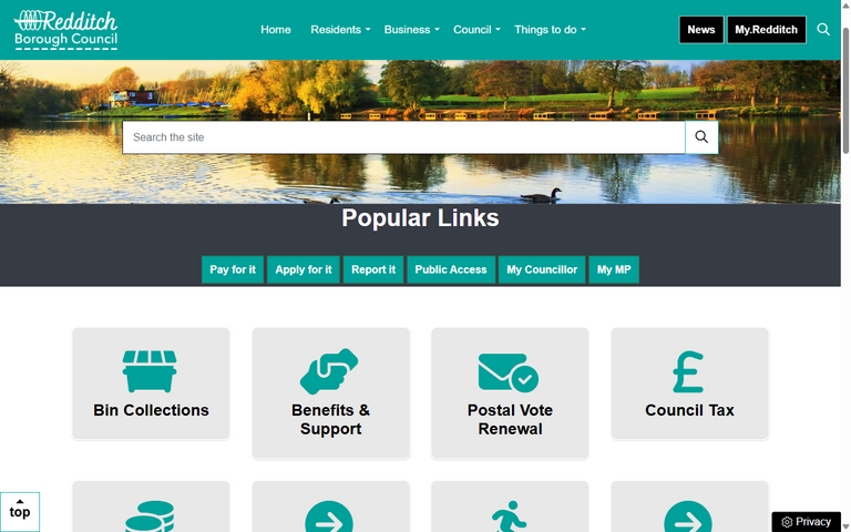 Website of Redditch Borough Council