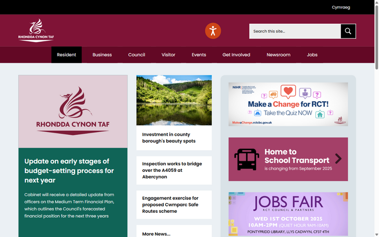 Website of Rhondda Cynon Taf County Borough Council