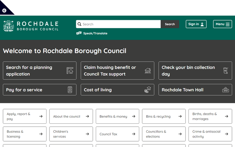 Website of Rochdale Borough Council