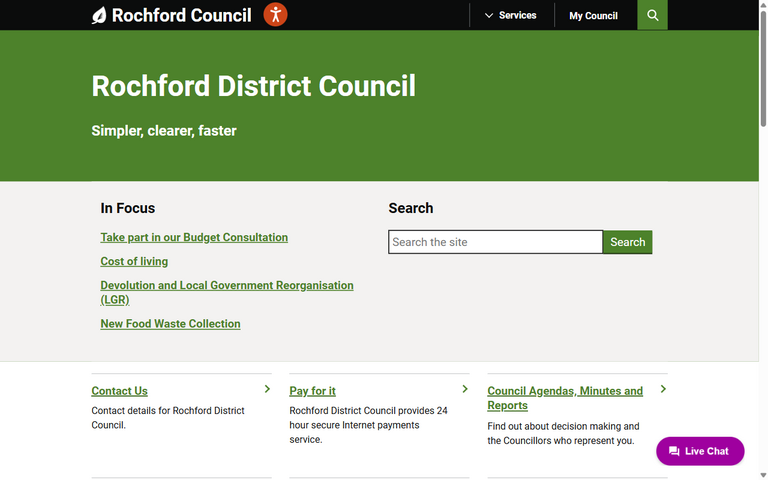 Website of Rochford District Council