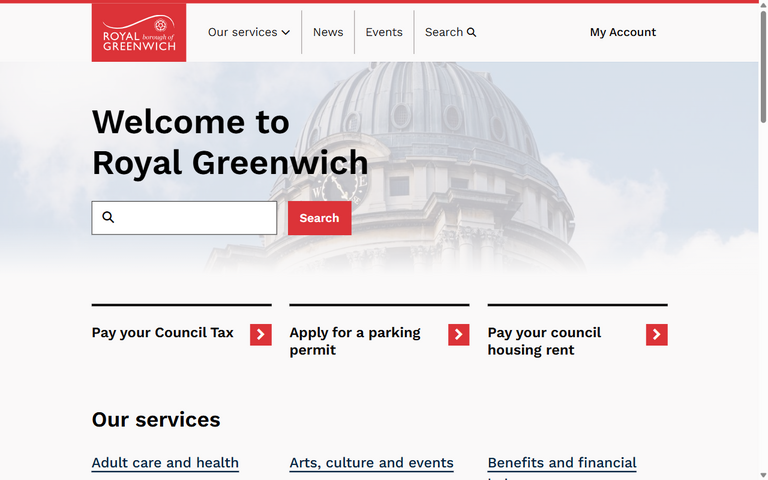 Website of Royal Borough of Greenwich