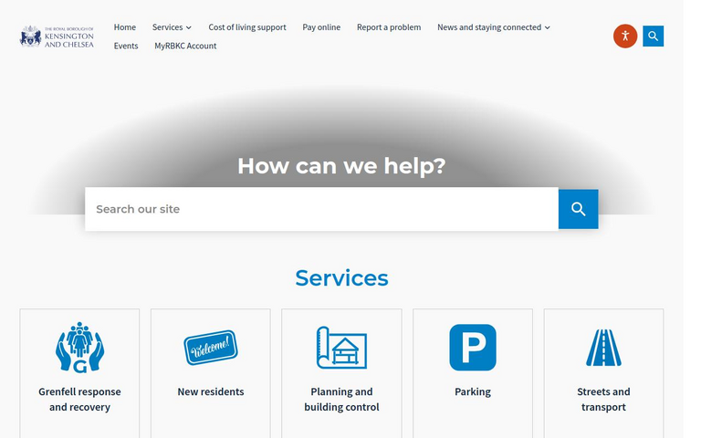 Website of Royal Borough of Kensington and Chelsea