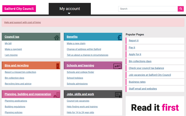 Website of Salford City Council