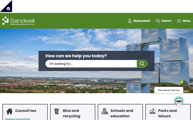 Website of Sandwell Borough Council