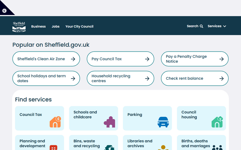 Website of Sheffield City Council