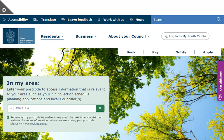 Website of South Cambridgeshire District Council