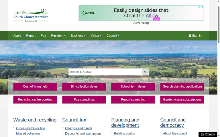 Website of South Gloucestershire Council