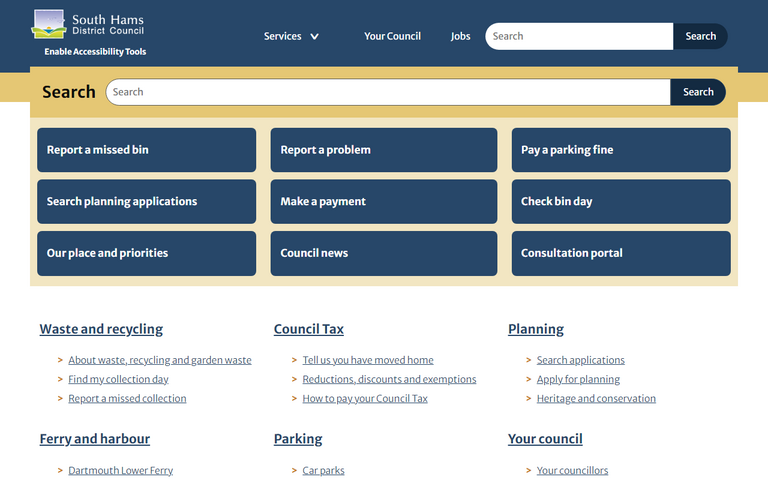 Website of South Hams District Council