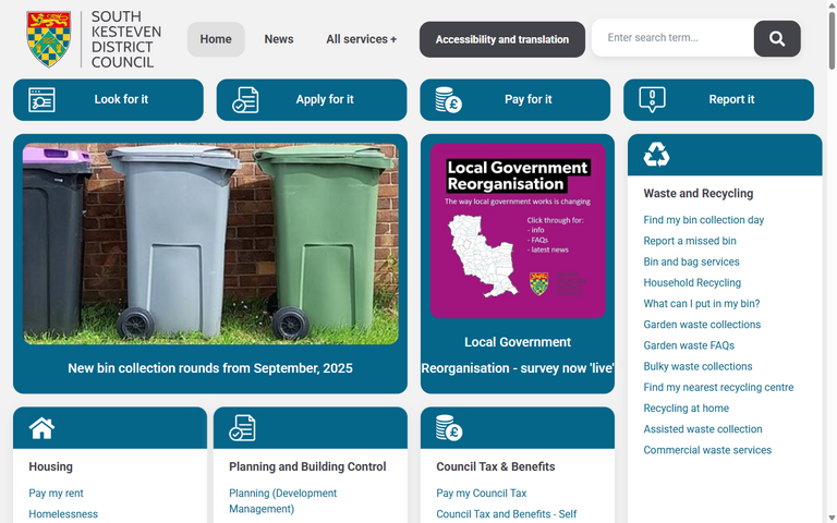 Website of South Kesteven District Council