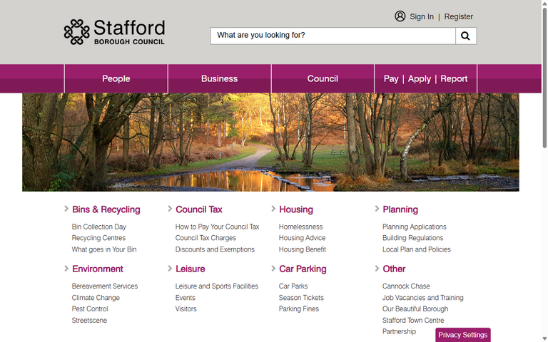 Website of Stafford Borough Council
