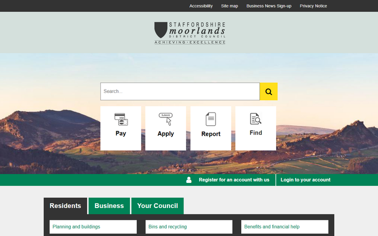 Website of Staffordshire Moorlands District Council