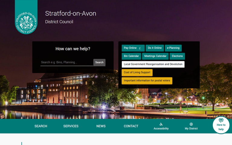 Website of Stratford on Avon District Council