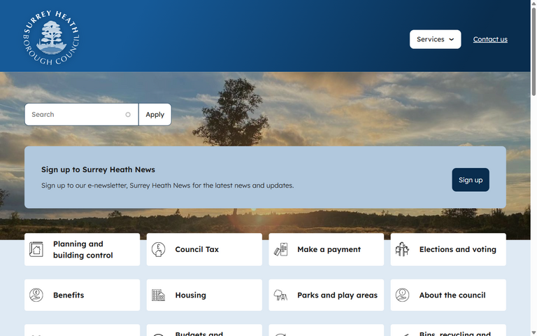 Website of Surrey Heath Borough Council