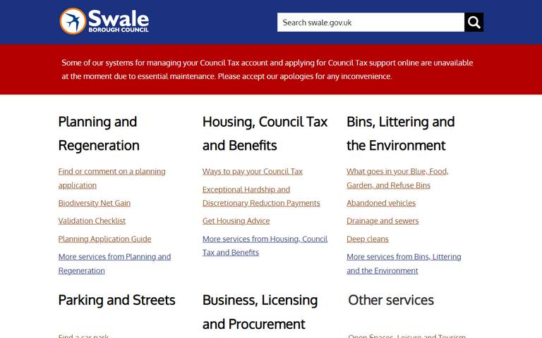 Website of Swale Borough Council