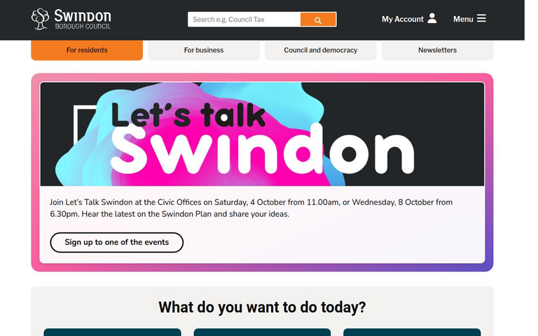 Website of Swindon Borough Council