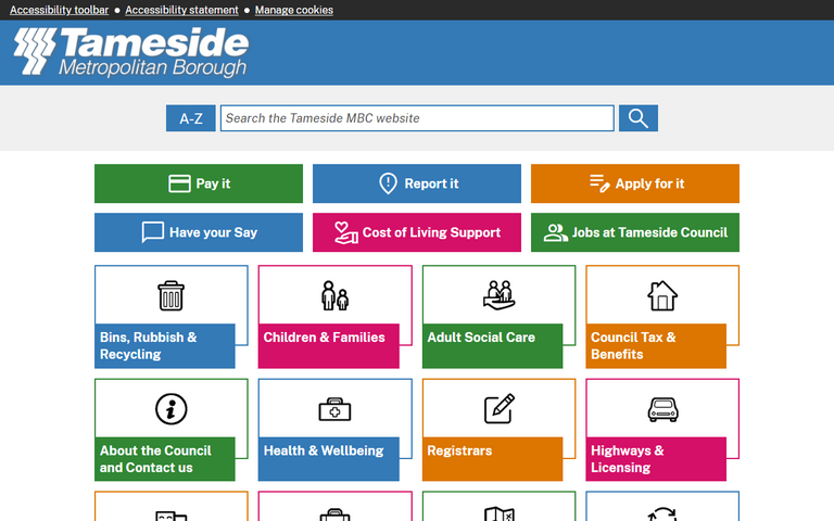 Website of Tameside Borough Council