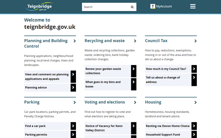 Website of Teignbridge District Council
