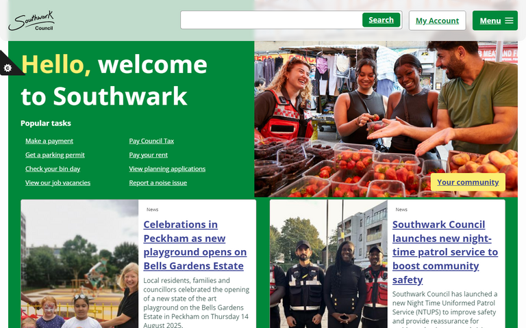 Website of The London Borough of Southwark