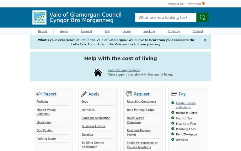 Website of The Vale of Glamorgan County Borough Council