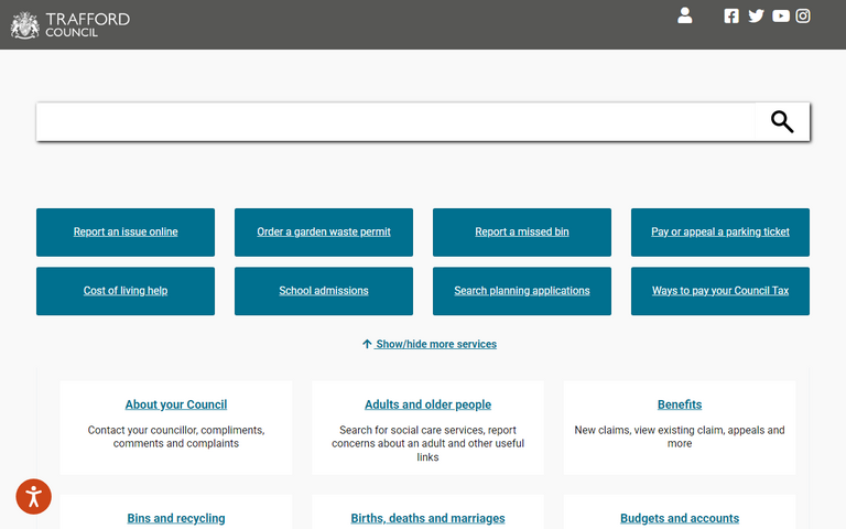 Website of Trafford Borough Council