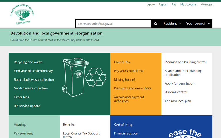 Website of Uttlesford District Council