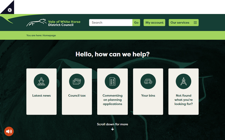 Website of Vale of White Horse District Council
