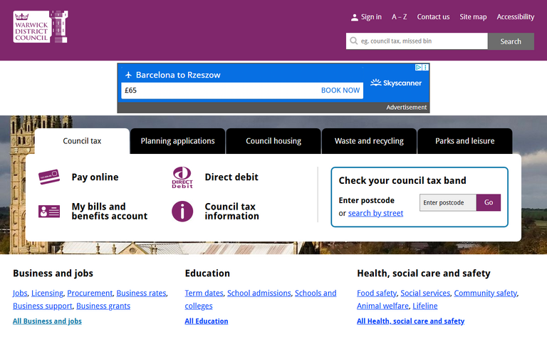 Website of Warwick District Council