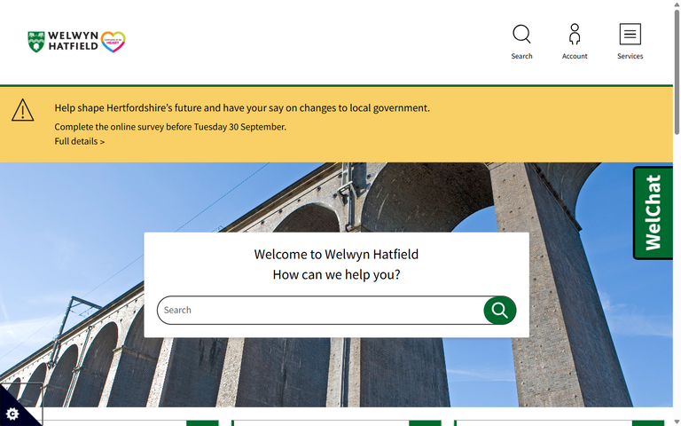 Website of Welwyn Hatfield Borough Council