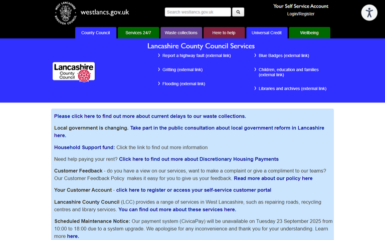 Website of West Lancashire District Council