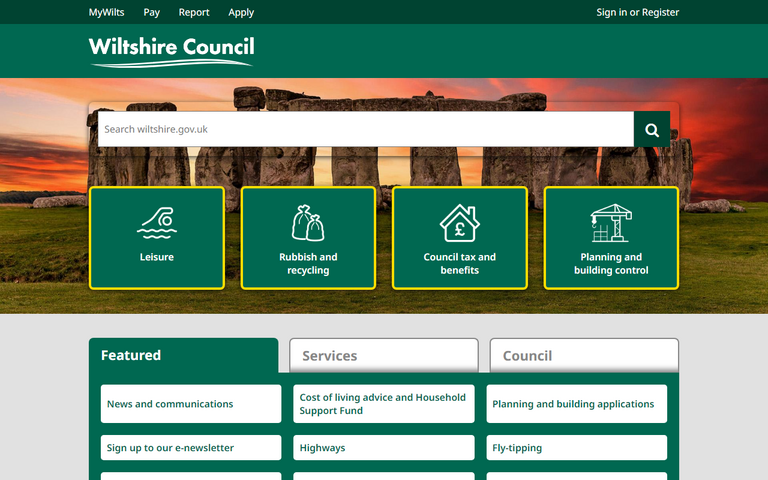 Website of Wiltshire Council