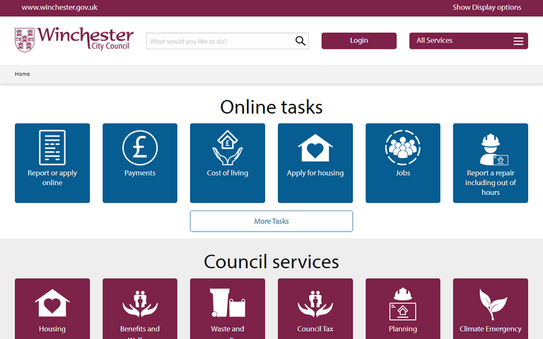 Website of Winchester City Council