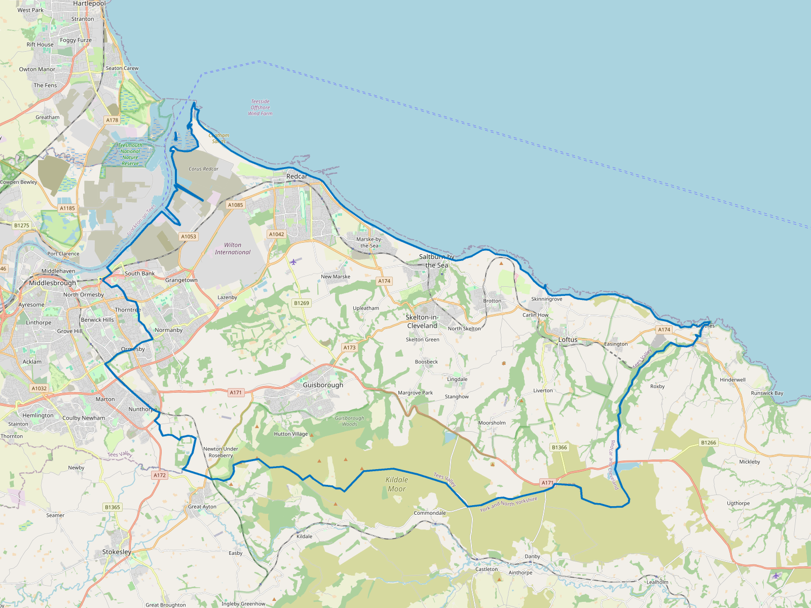 Map of Redcar and Cleveland