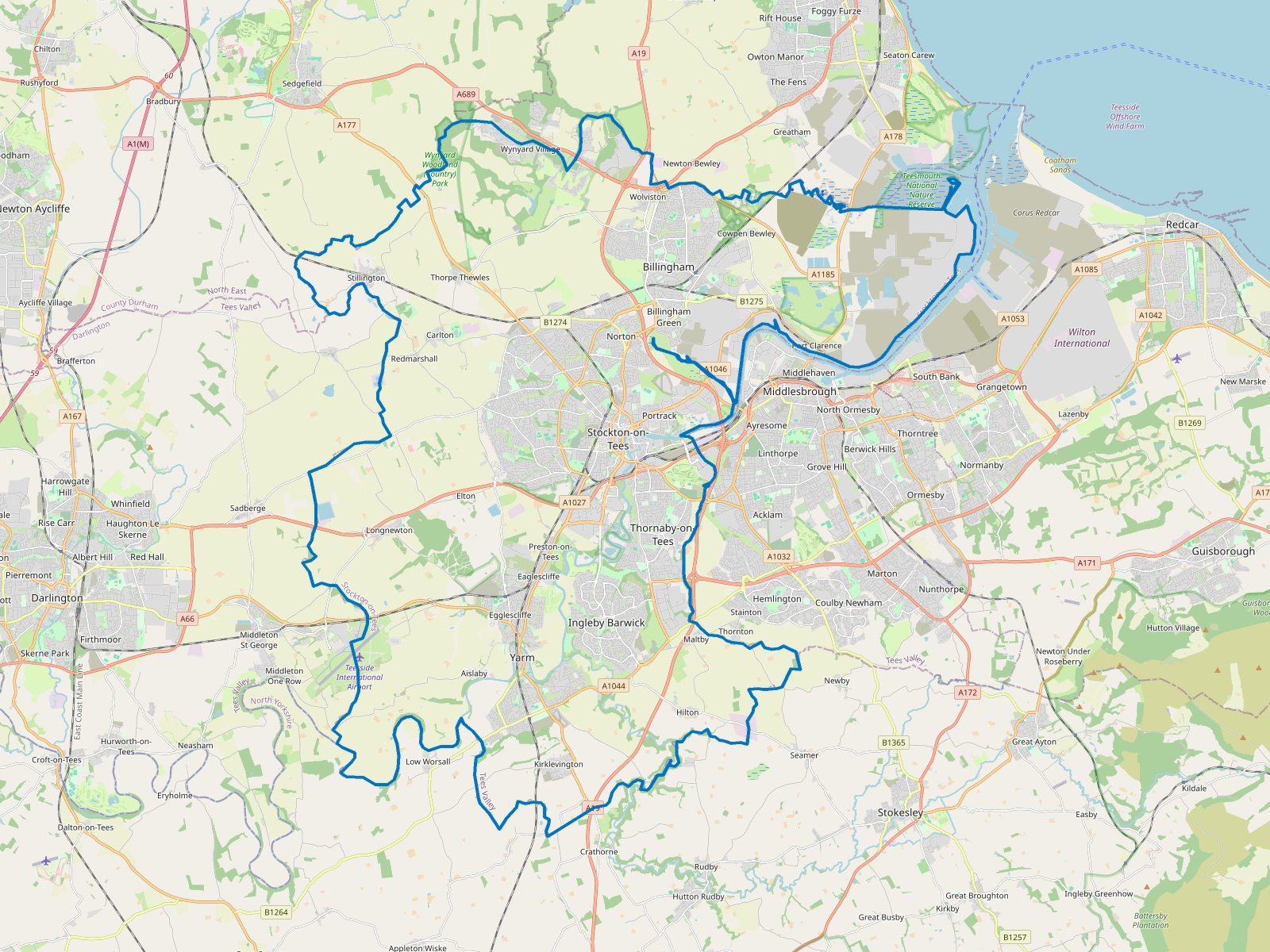 Map of Stockton-on-Tees