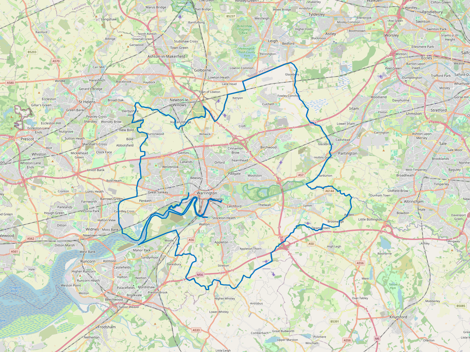 Map of Warrington