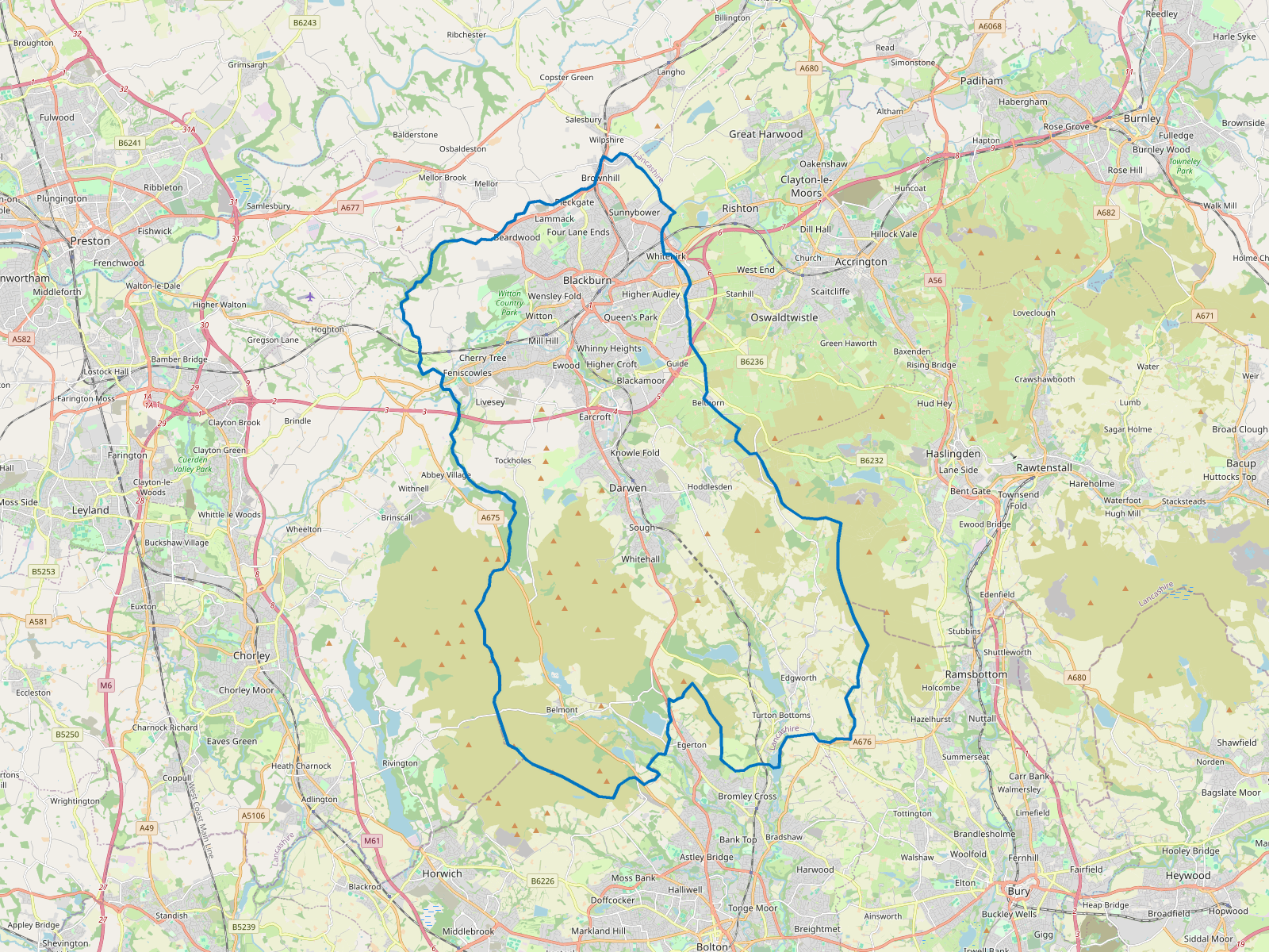 Map of Blackburn with Darwen