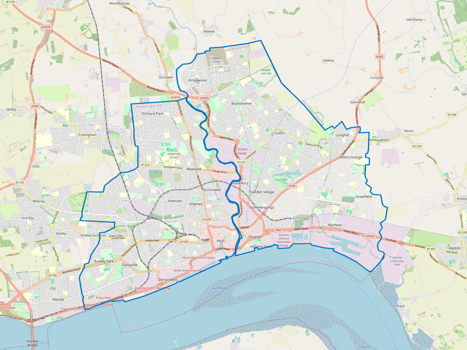 Map of Kingston upon Hull, City of