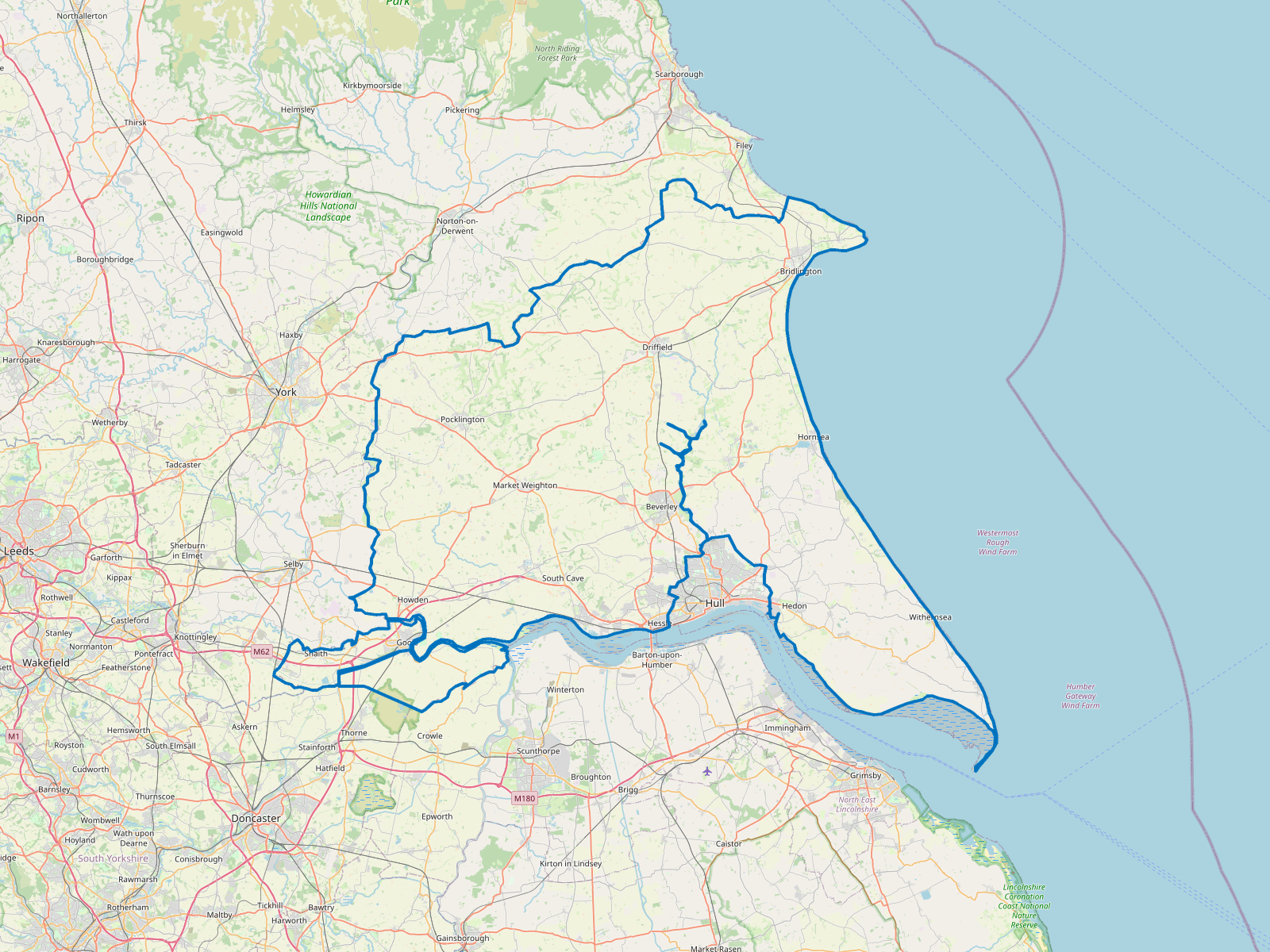 Map of East Riding of Yorkshire