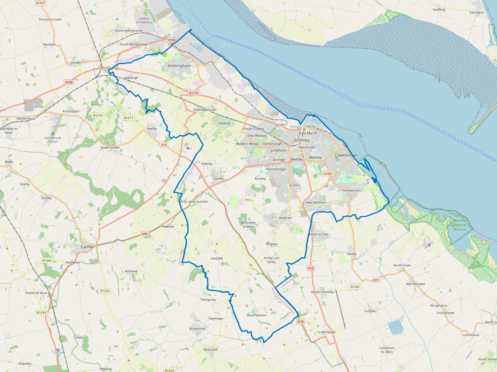 Map of North East Lincolnshire