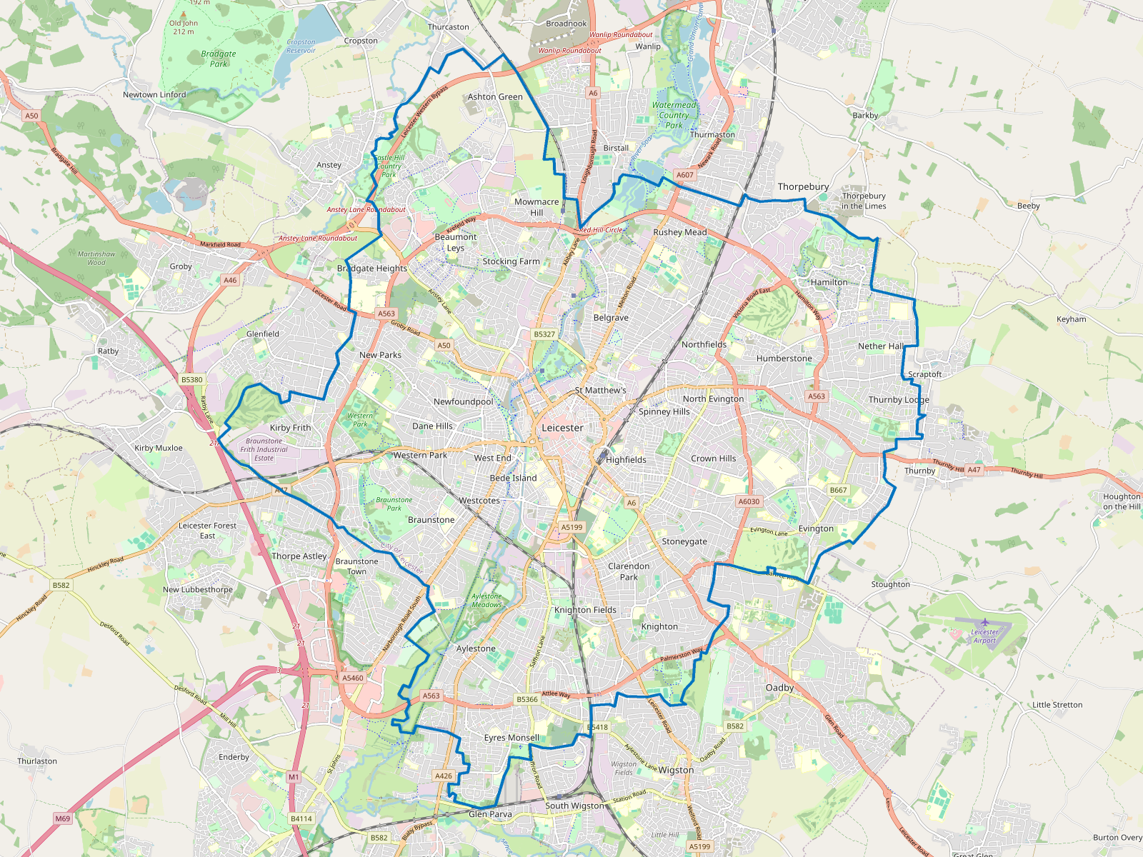 Map of Leicester