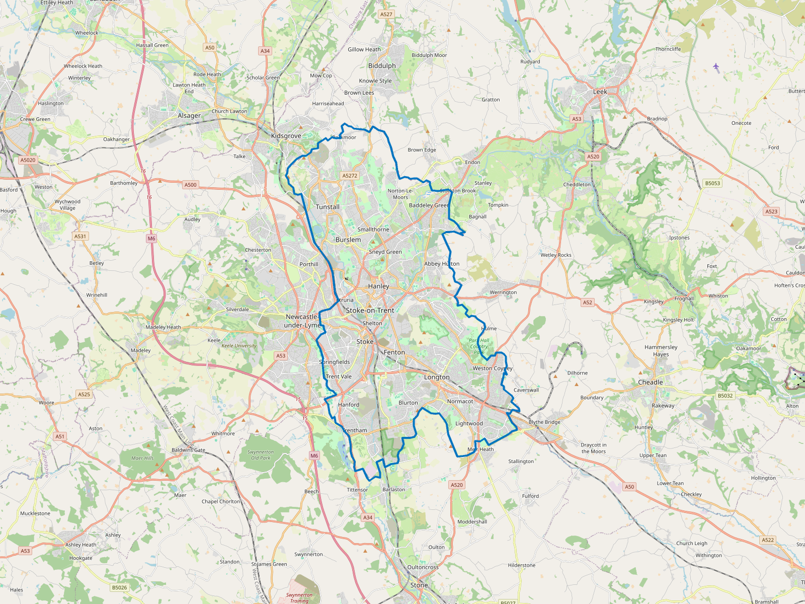 Map of Stoke-on-Trent